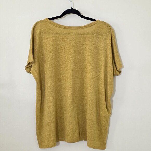 Eileen Fisher Top Womens 3X Yellow Mustard Tunic SS Round Neck Office Lagenlook - Picture 2 of 12